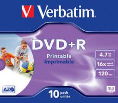 Диск DVD+R Verbatim 4.7Gb 16x Jewel Case Printable (10шт) 43508